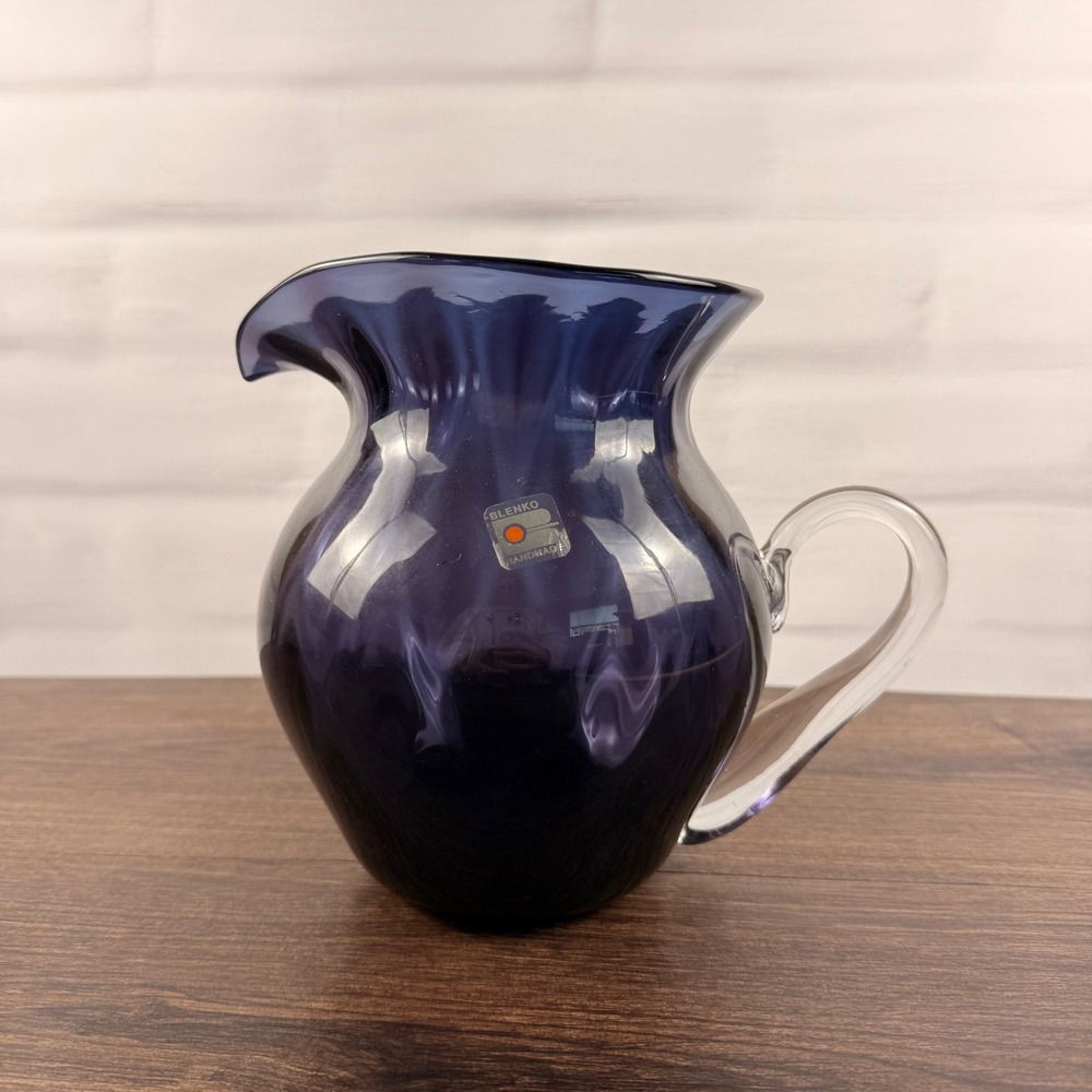 Blenko 9905 Violet Glass Pitcher Handmade Mid Century Modern Art Glass